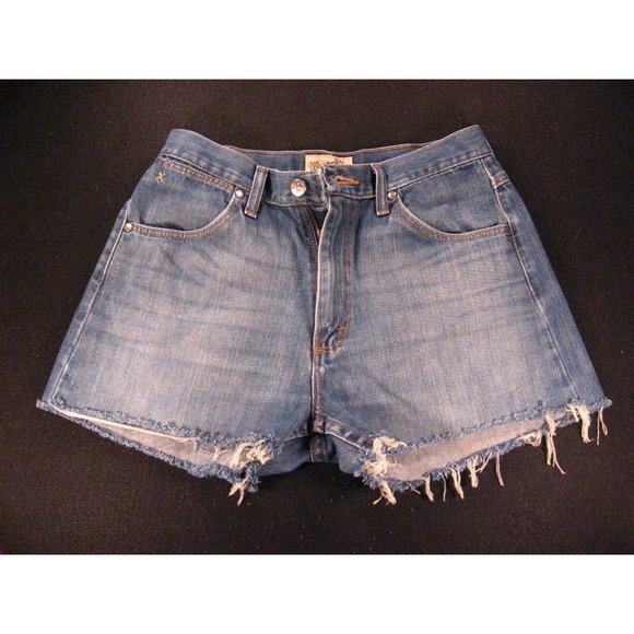 Wrangler Twenty X JEAN SHORTS Womens W 28 Blue High Waisted Cut Off Cowgirl - Picture 1 of 9